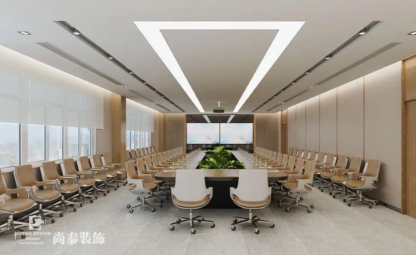 綠色環(huán)保辦公室多功能會(huì)議室裝修效果圖